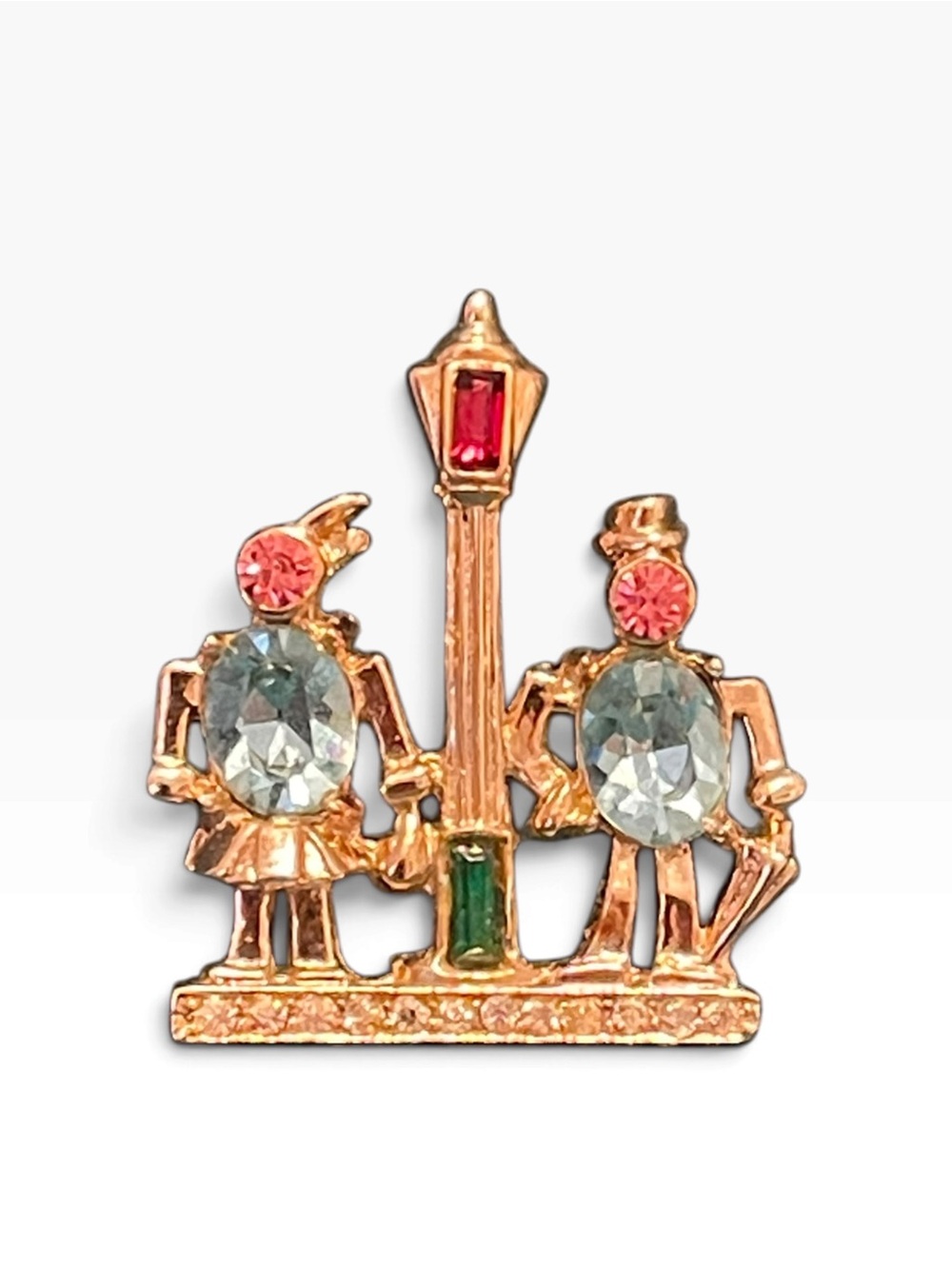 *RARE* 1940’s Unsigned Coro Adolph Katz Couple Under Lamppost Rhinestone Brooch